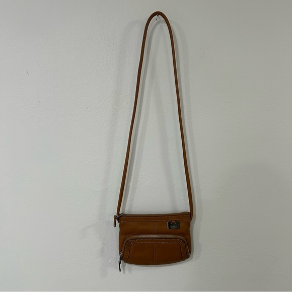 Tignanello Brown Tan Leather Crossbody Bag Small Purse - Picture 1 of 9